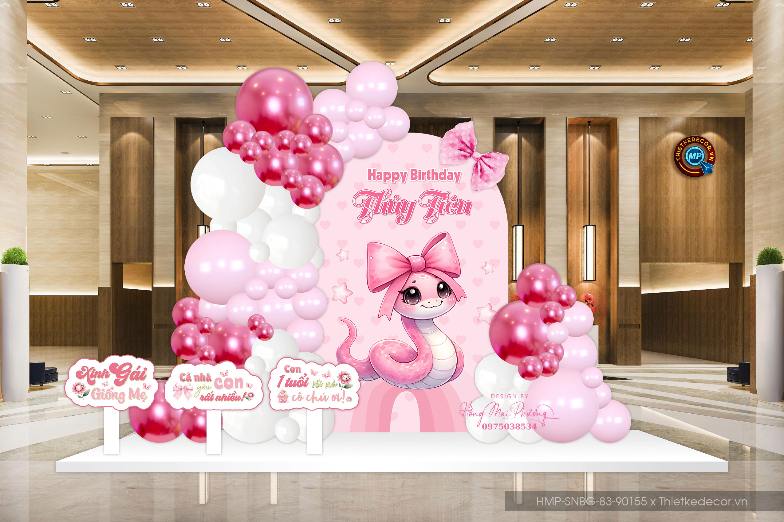 File thiết kế sinh nhật bé gái tone hồng dễ thương đáng yêu cute sang trọng.